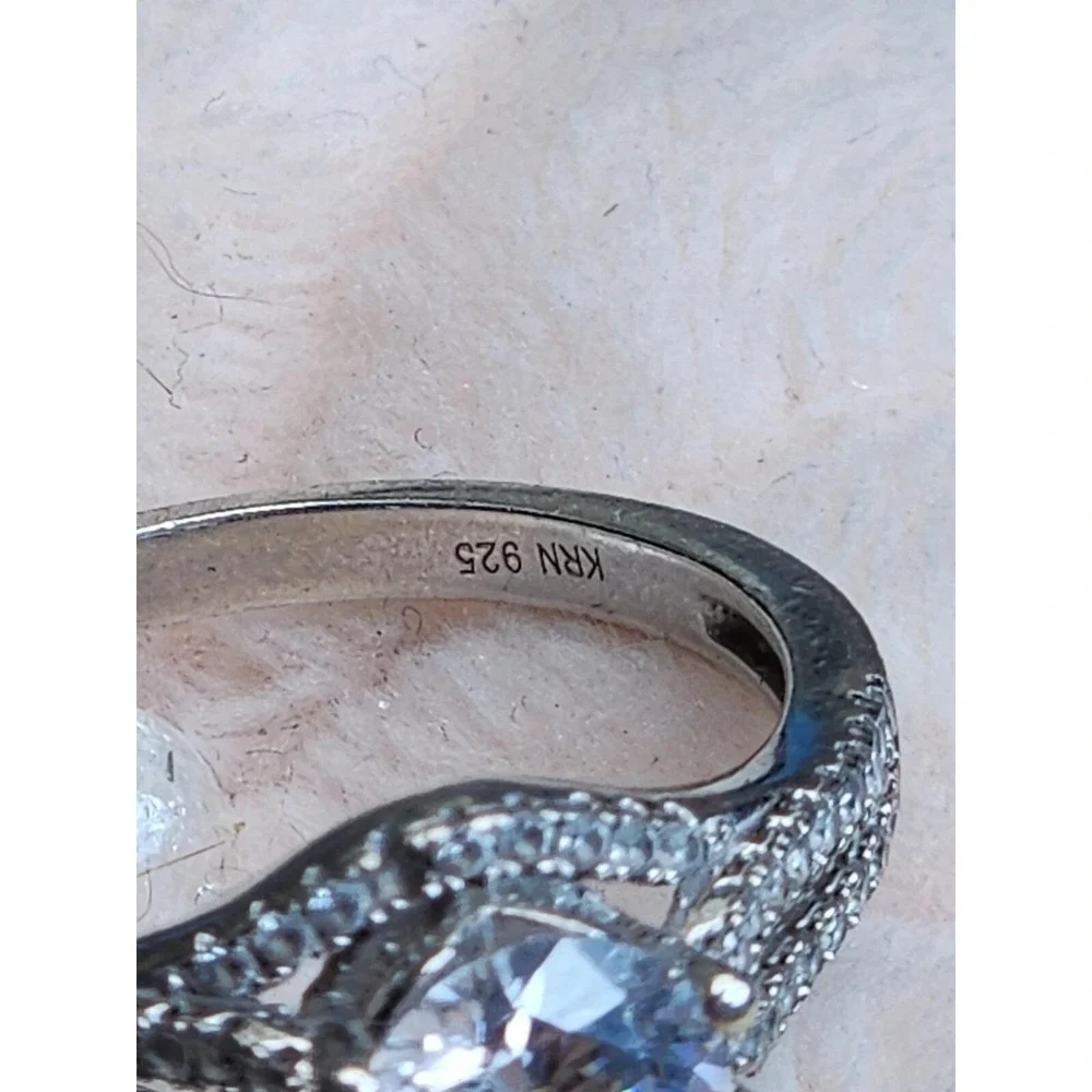 Vtg KIRAN JEWELS KRN Signed 925 Sterling Silver CZ Ring Size 8¼ FREE $HIPPING!!‎